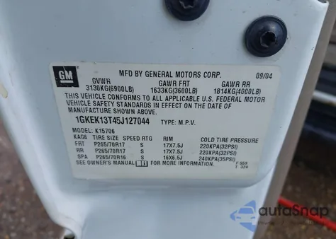 2005 GMC Yukon Slt z USA, uszkodzony, nr VIN 1GKEK13T45J127044